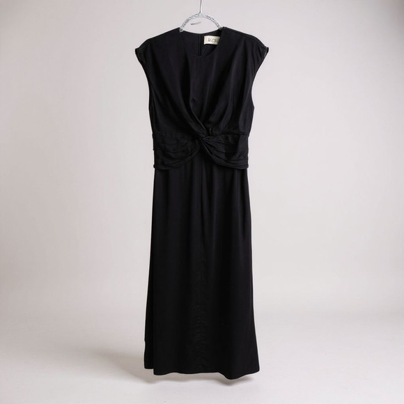 Róhe Black Sleeveless Maxi Dress Knot Front Draped Waist Size 36 NWT - Picture 2 of 11